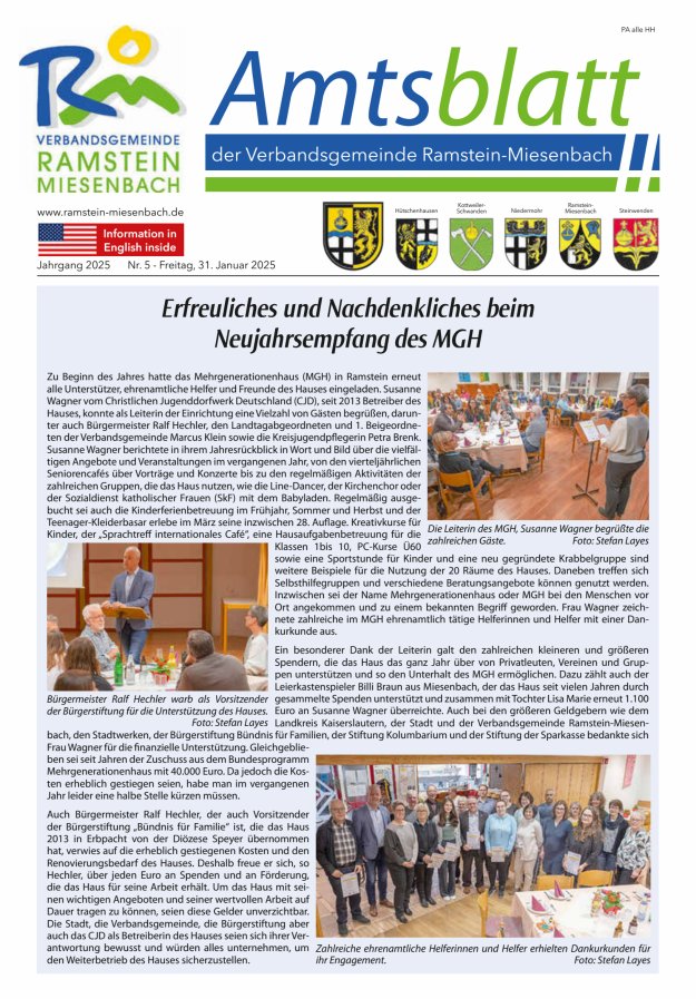 Amtsblatt VG Ramstein-Miesenbach Titelblatt 05/2025