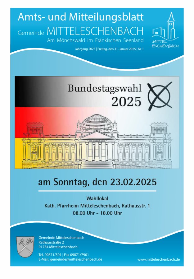 Amts- und Mitteilungsblatt Gemeinde Mitteleschenbach Titelblatt 01/2025