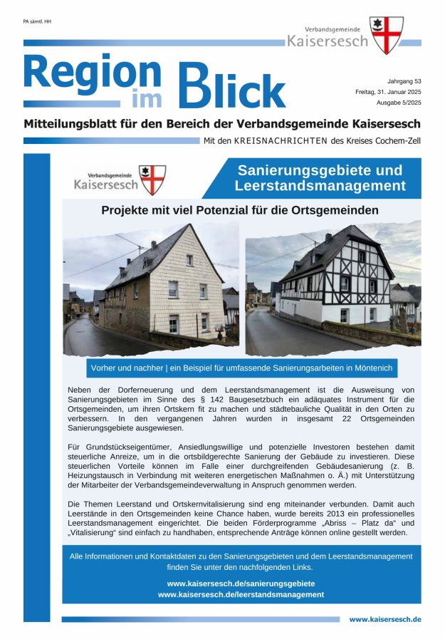 Region im Blick VG Kaisersesch Titelblatt 05/2025