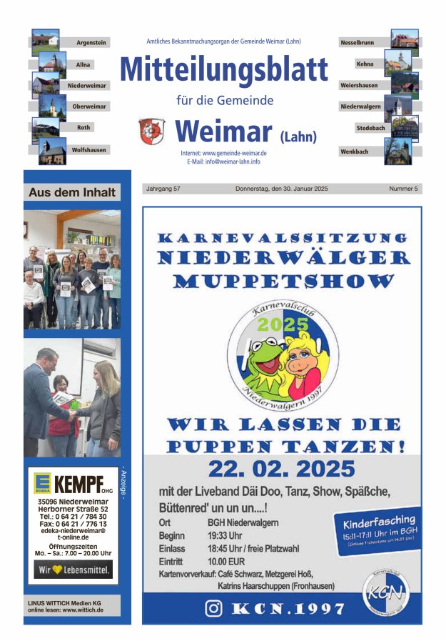 Mitteilungsblatt für die Gemeinde Weimar Titelblatt 05/2025