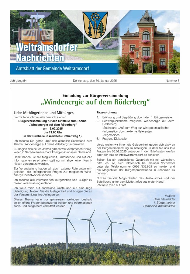 Weitramsdorfer Nachrichten Titelblatt 05/2025