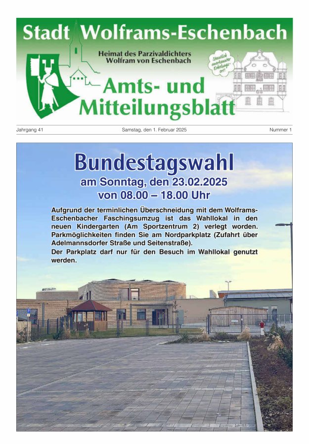 Amts- und Mitteilungsblatt Stadt Wolframs-Eschenbach Titelblatt 01/2025