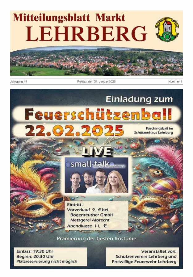 Mitteilungsblatt Markt Lehrberg Titelblatt 01/2025