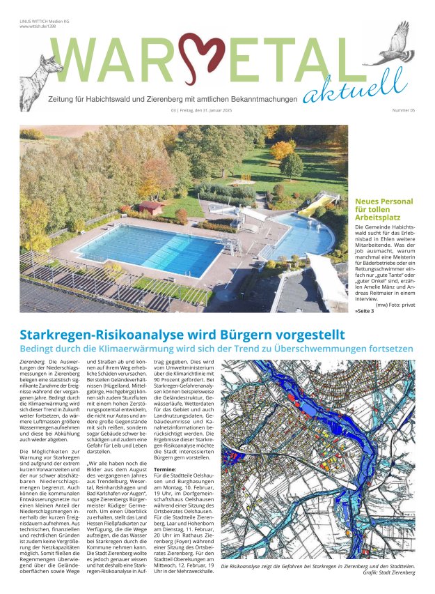 Warmetal aktuell (Habichtswald + Zierenberg) Titelblatt 05/2025