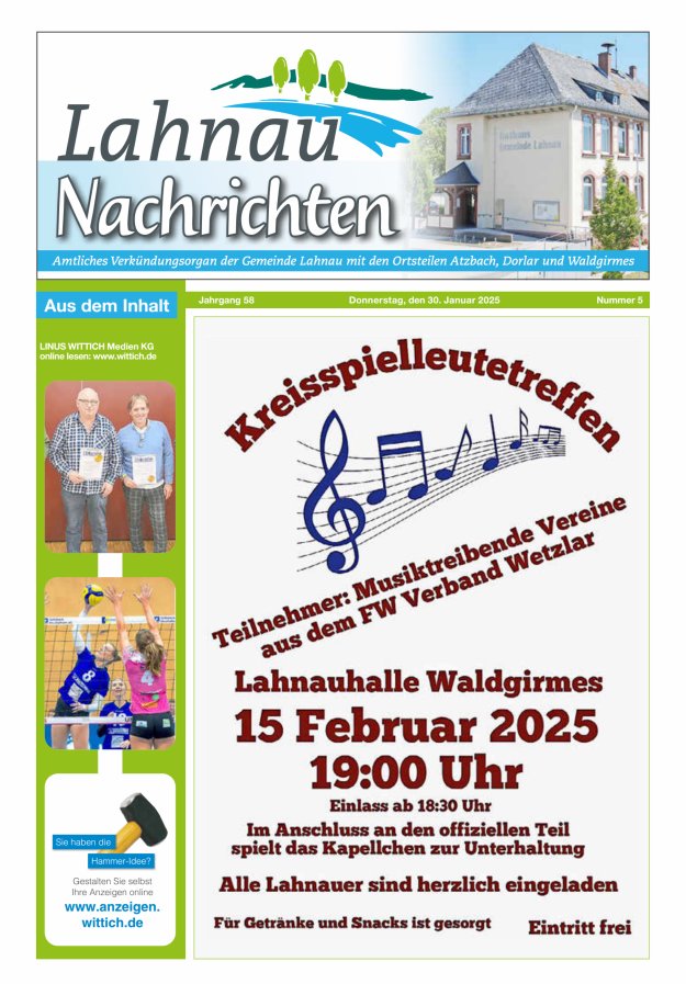 Lahnau Nachrichten Titelblatt 05/2025