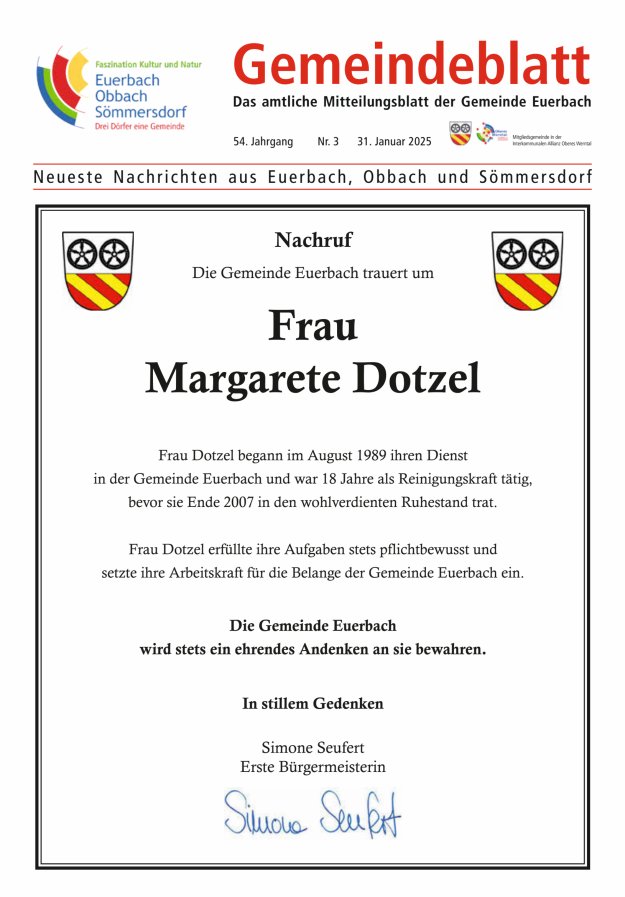Gemeindeblatt der Gemeinde Euerbach Titelblatt 03/2025