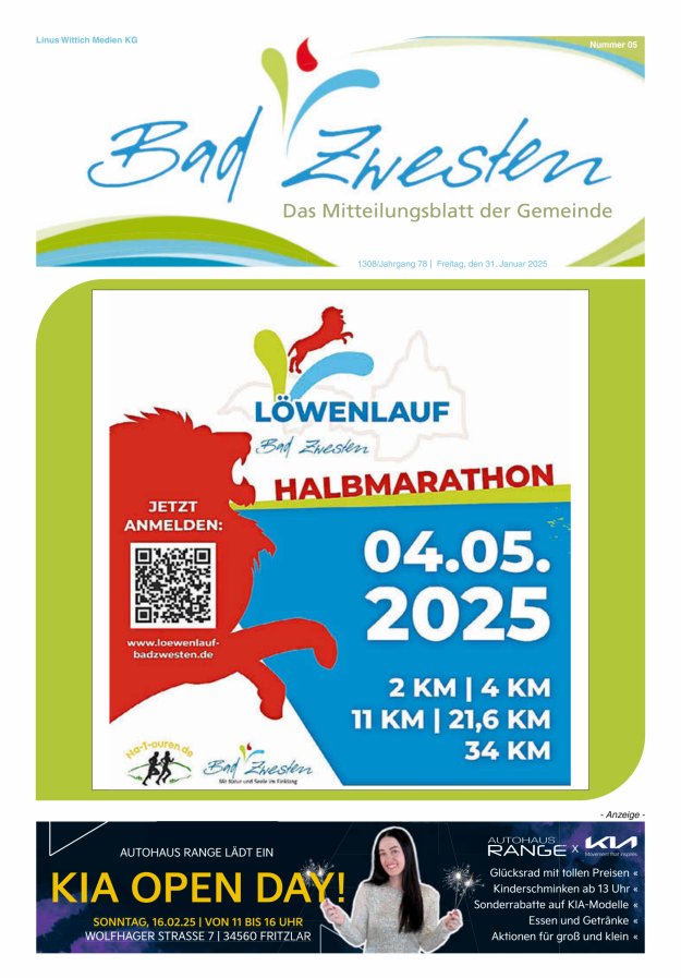 Heimatzeitung Bad Zwesten Titelblatt 05/2025