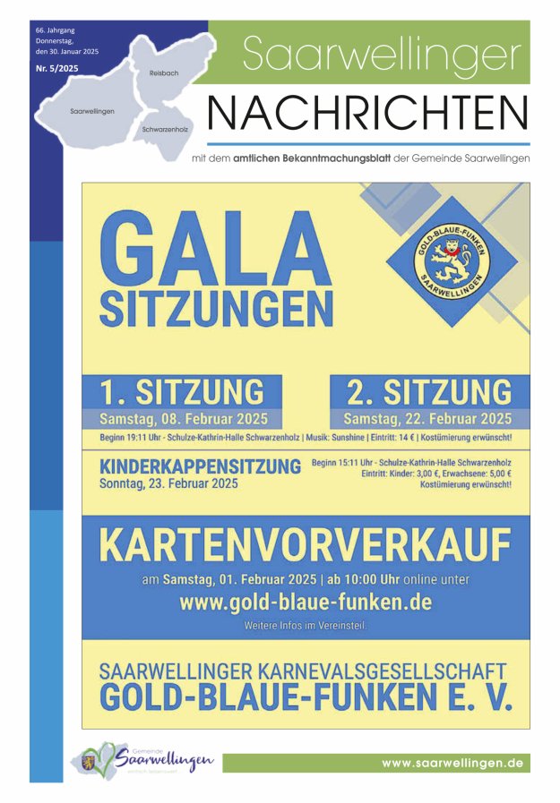 Saarwellinger Nachrichten Titelblatt 05/2025