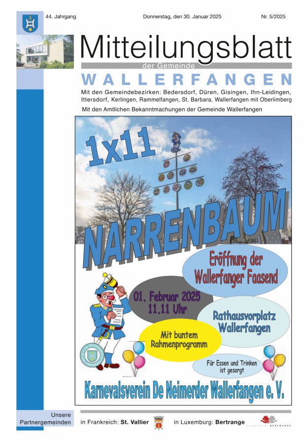 Mitteilungsblatt Gemeinde Wallerfangen Titelblatt 05/2025