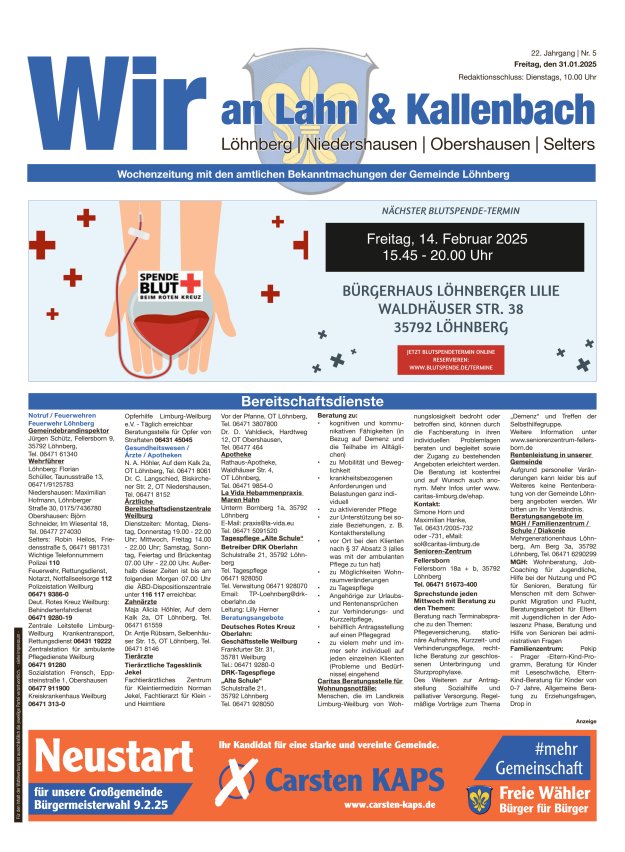 Amtliches Mitteilungsblatt der Gemeinde Löhnberg Titelblatt 05/2025