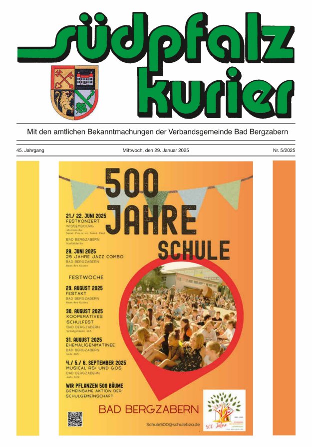 Südpfalz Kurier - VG Bad Bergzabern Titelblatt 05/2025