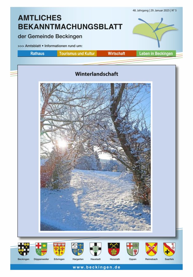 Amtsblatt Beckingen Titelblatt 05/2025