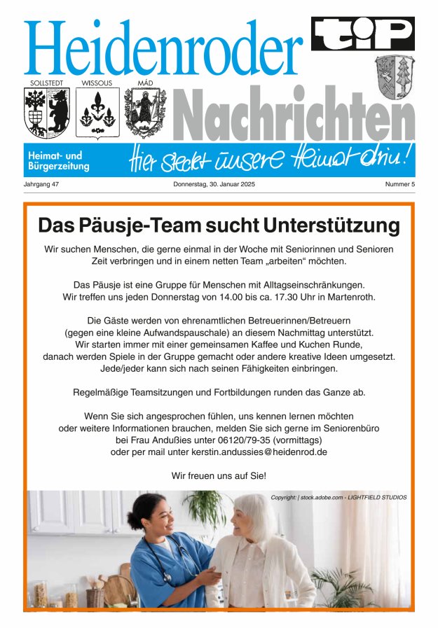 "tip" Heidenroder Nachrichten Titelblatt 05/2025