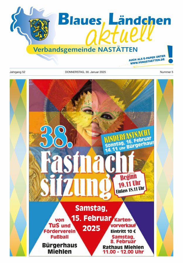 Blaues Ländchen aktuell - Heimat- u Bürgerzeitung VG Nastätten Titelblatt 05/2025