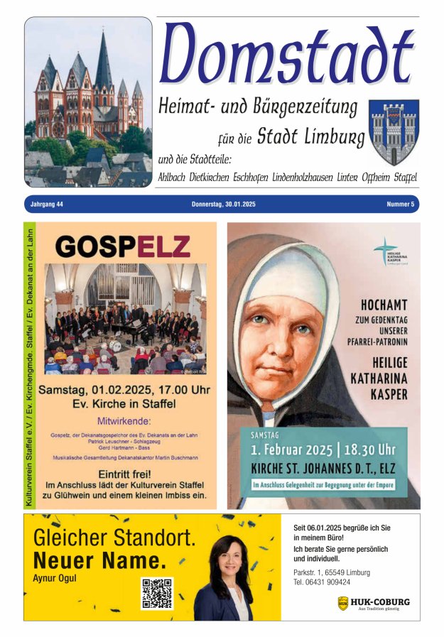 Domstadt - Heimat- und Bürgerzeitung für die Stadt Limburg Titelblatt 05/2025