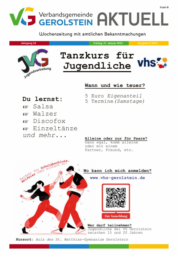 Verbandsgemeinde Gerolstein aktuell Titelblatt 05/2025