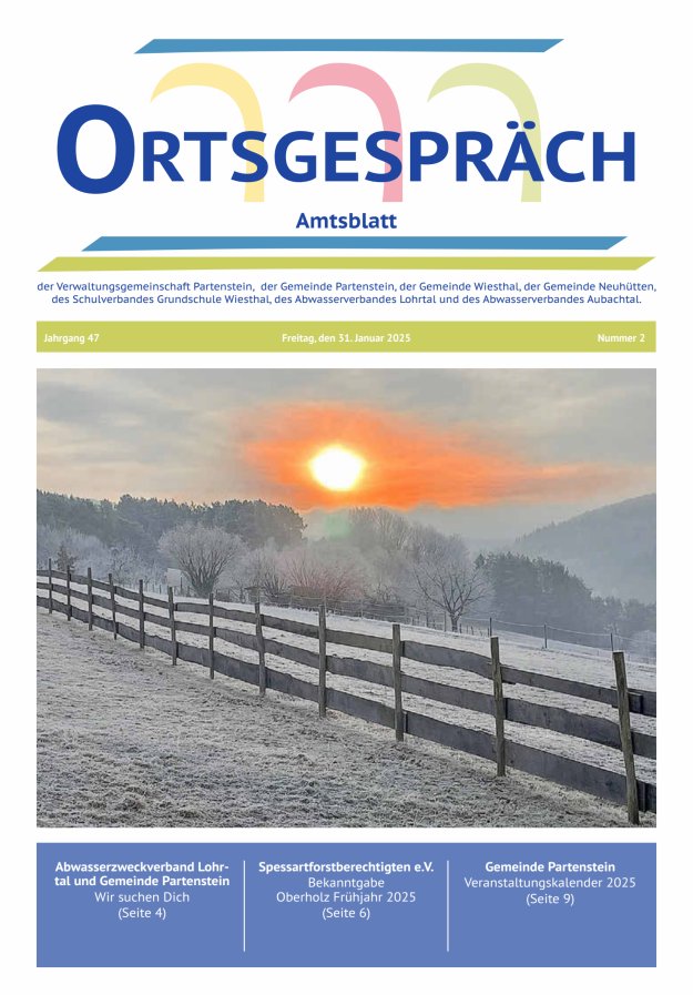 Ortsgespräch - Amtsblatt der VG Partenstein und ihrer Körperschaften Titelblatt 02/2025