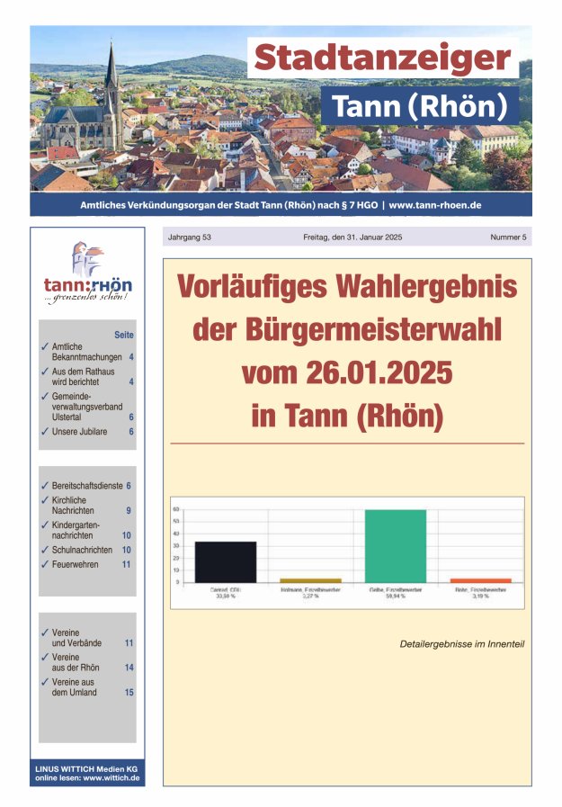 Stadtanzeiger Tann (Rhön) Titelblatt 05/2025