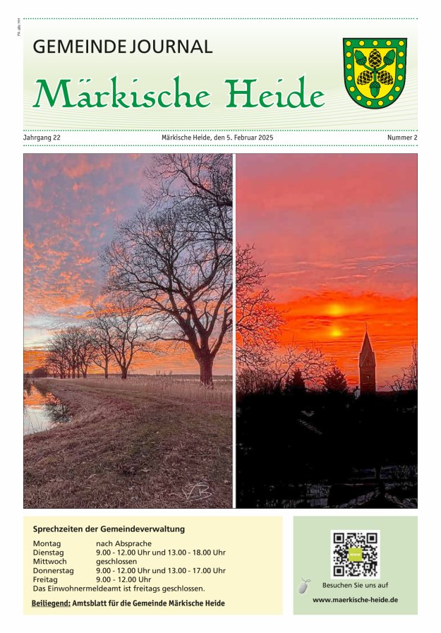 Gemeindejournal Märkische Heide – Amtsblatt für die Gemeinde Märkische Heide Titelblatt 02/2025