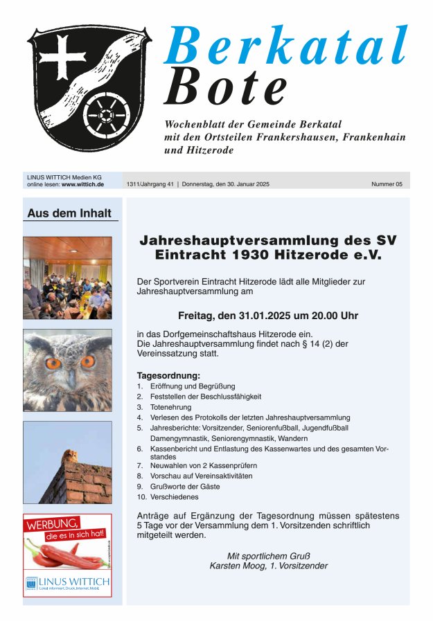 Berkatal Bote Titelblatt 05/2025