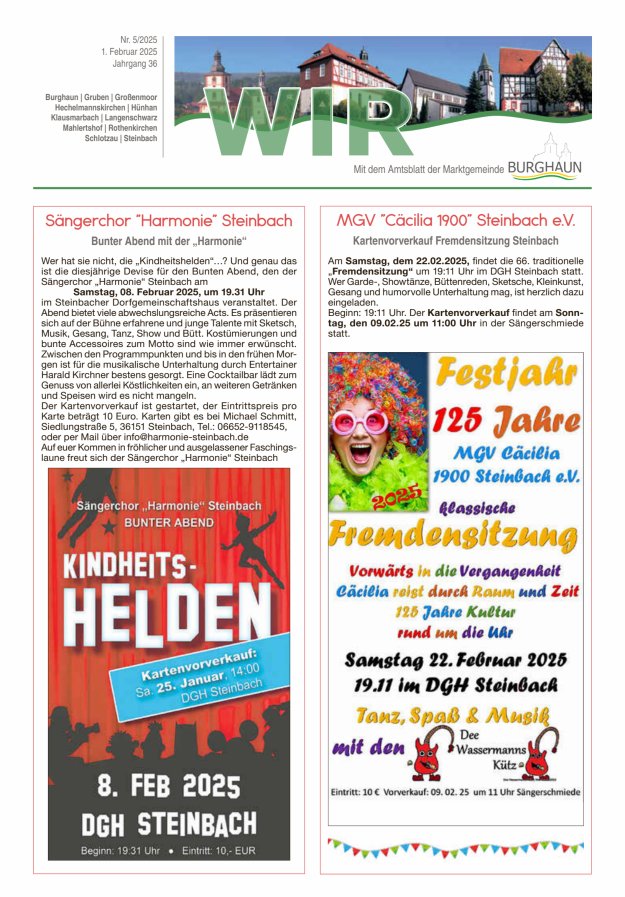 WIR - mit Amtsblatt der Marktgemeinde Burghaun Titelblatt 05/2025