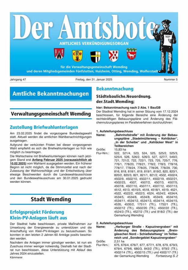 Der Amtsbote - Wemding Verwaltungsgemeinschaft Titelblatt 05/2025