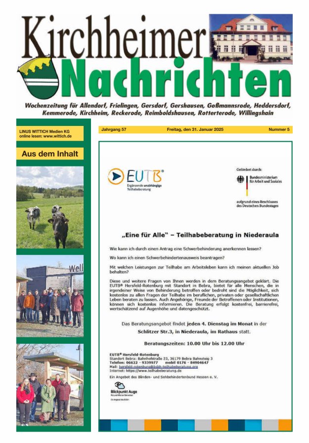 Kirchheimer Nachrichten Titelblatt 05/2025