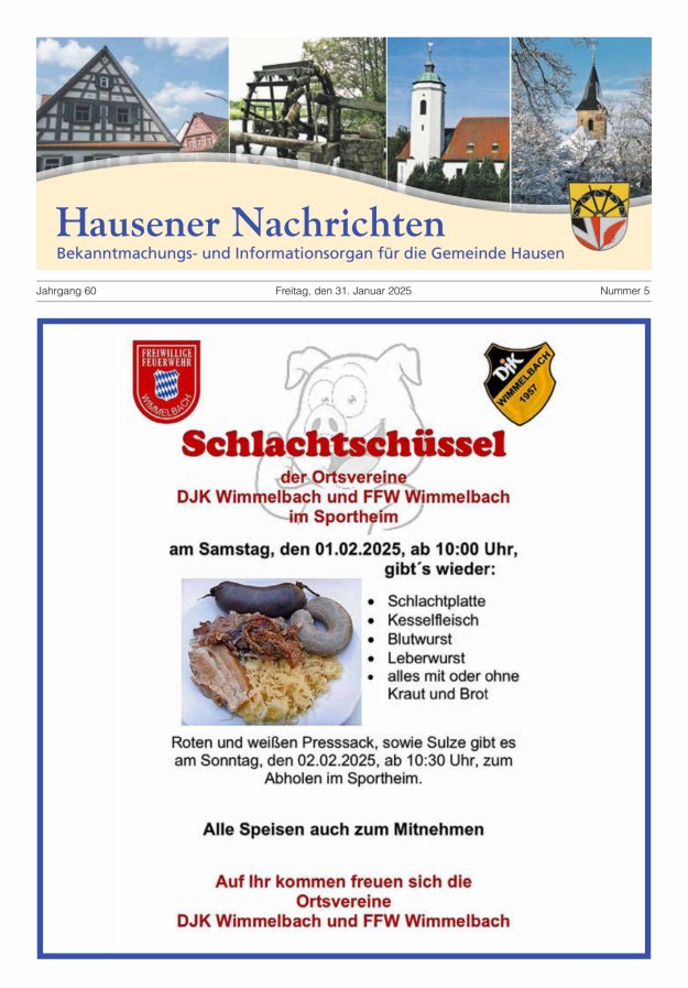 Hausener Nachrichten Titelblatt 05/2025