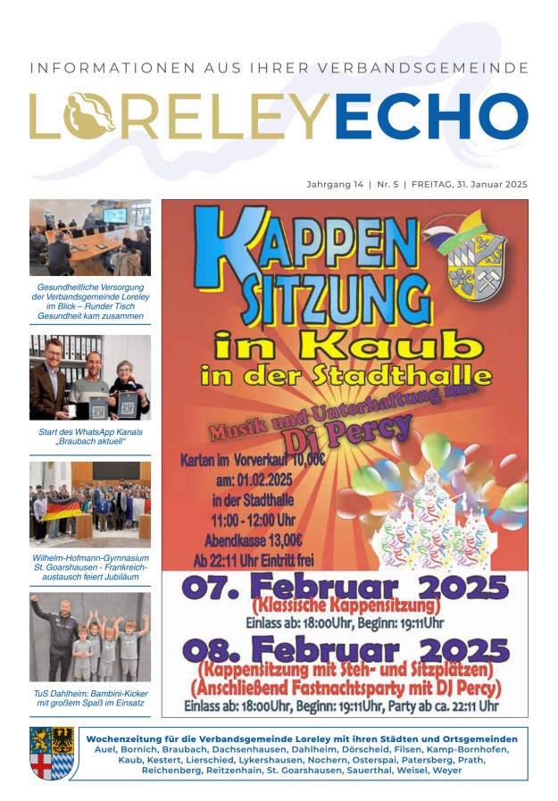 Loreley-Echo - Mitteilungsblatt der Verbandsgemeinde Loreley Titelblatt 05/2025