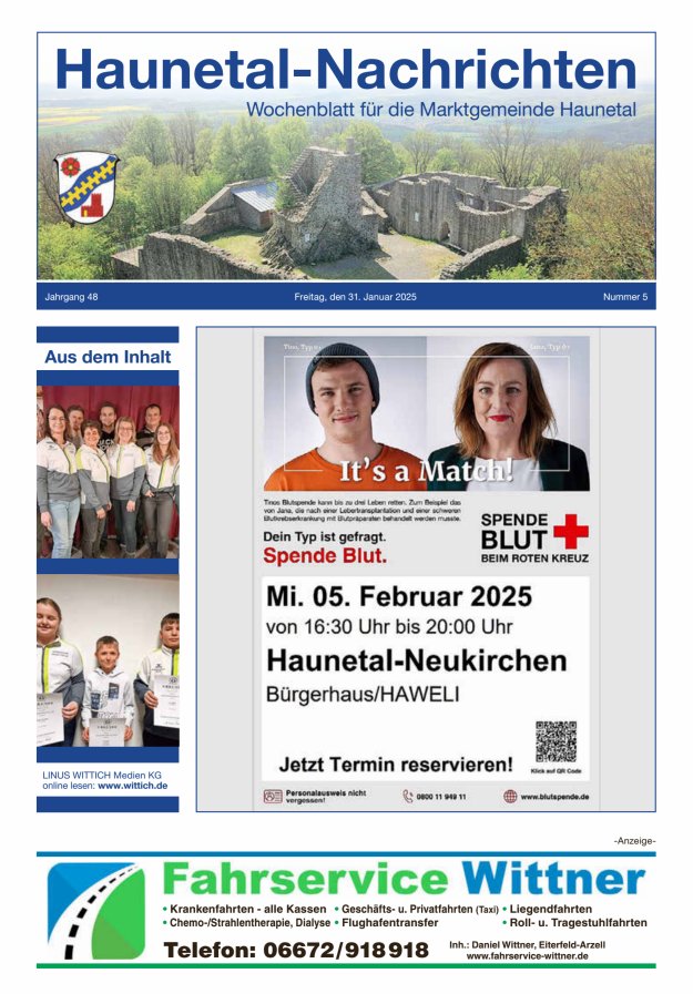 Haunetal-Nachrichten Titelblatt 05/2025