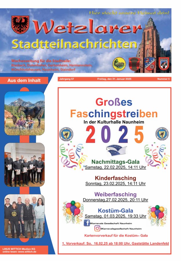 Wetzlarer Stadtteilnachrichten Titelblatt 05/2025