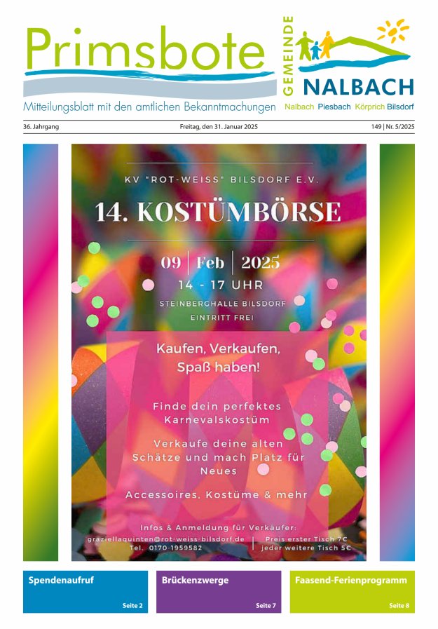 Primsbote Gemeinde Nalbach Titelblatt 05/2025