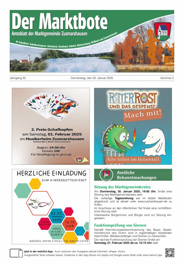 Zusmarshausen - Der Marktbote Titelblatt 05/2025