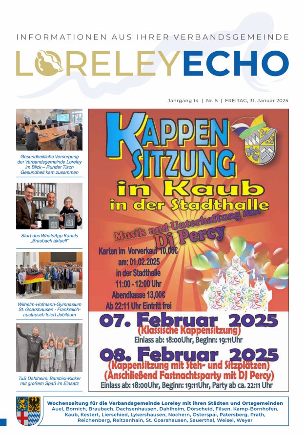 Loreley-Echo - Mitteilungsblatt der Verbandsgemeinde Loreley (Braubach) Titelblatt 05/2025