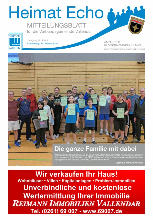 Heimat-Echo - Heimat- und Bürgerzeitung Verbandsgemeinde Vallendar Titelblatt 05/2025