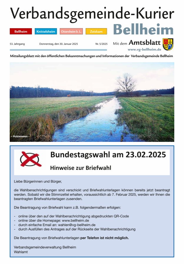 Verbandsgemeinde-Kurier Bellheim Titelblatt 05/2025