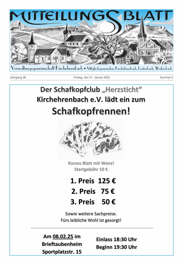 Mitteilungsblatt Verwaltungsgemeinschaft Kirchehrenbach Titelblatt 05/2025