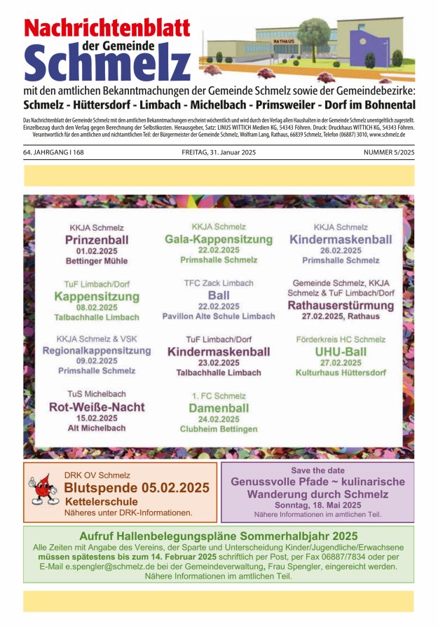 Nachrichtenblatt Schmelz Titelblatt 05/2025