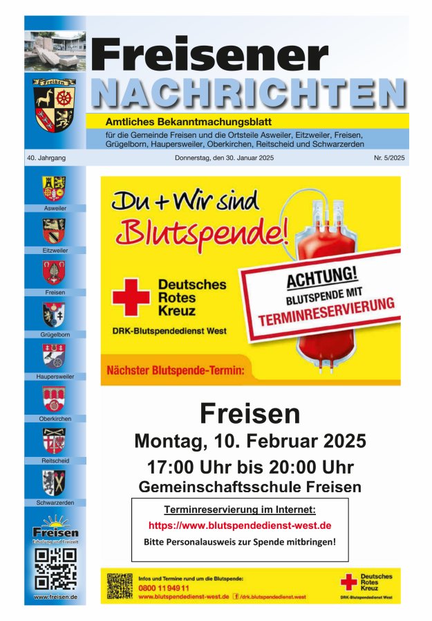 Freisener Nachrichten Titelblatt 05/2025