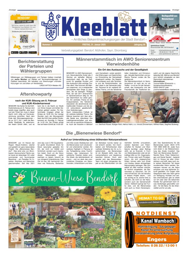 Kleeblatt - Amtliches Bekanntmachungsorgan der Stadt Bendorf Titelblatt 05/2025