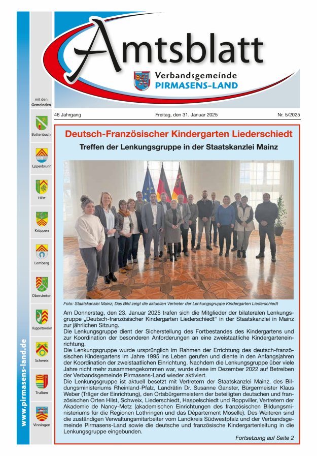 Amtsblatt VG Pirmasens-Land Titelblatt 05/2025