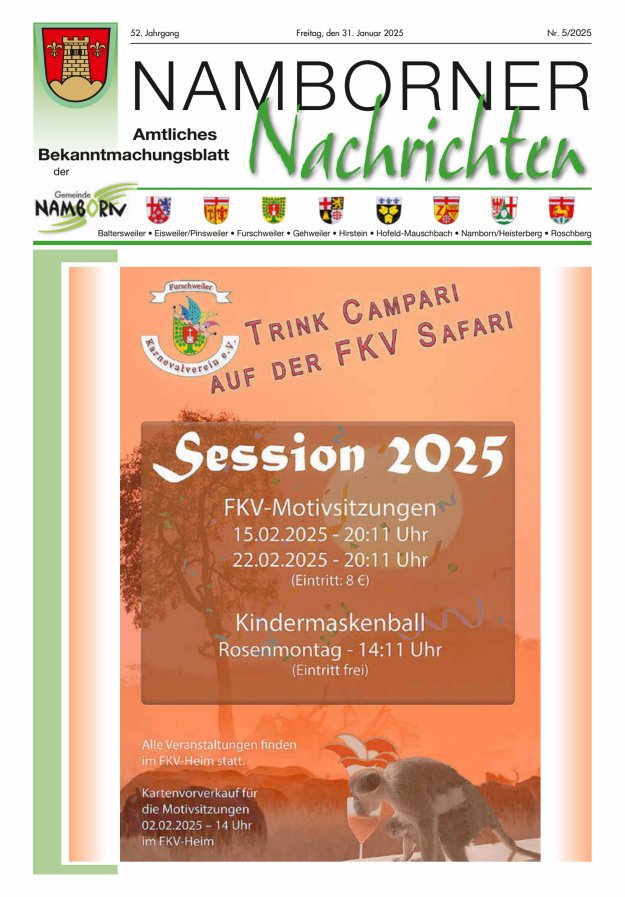 Namborner Nachrichten Titelblatt 05/2025