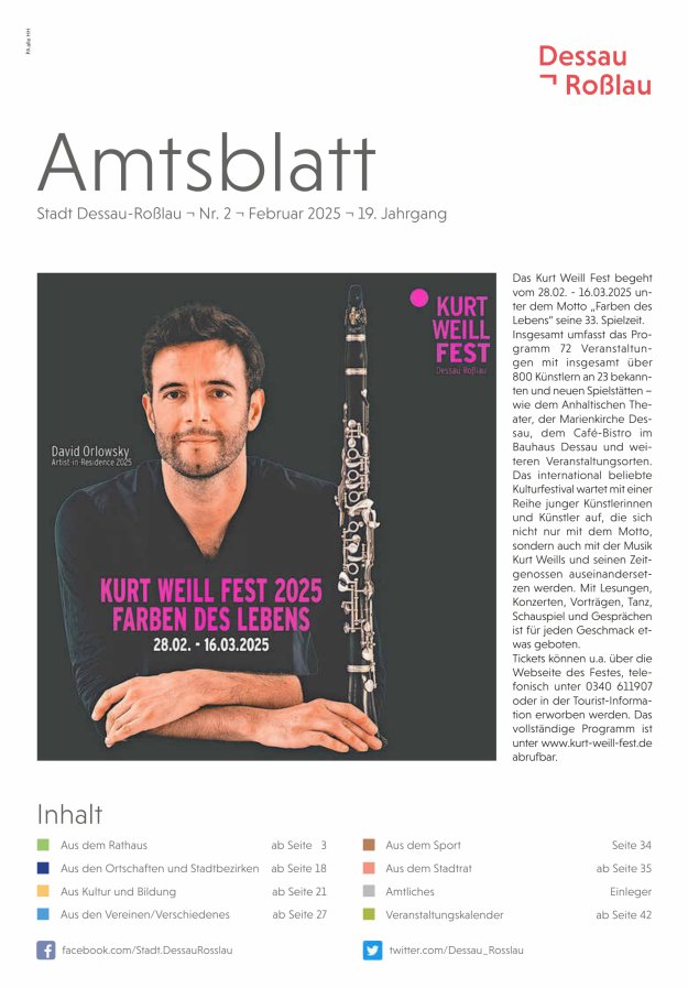 Amtsblatt Stadt Dessau-Roßlau Titelblatt 02/2025