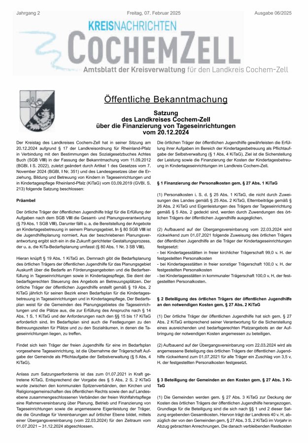 Kreisnachrichten Cochem-Zell Titelblatt 06/2025