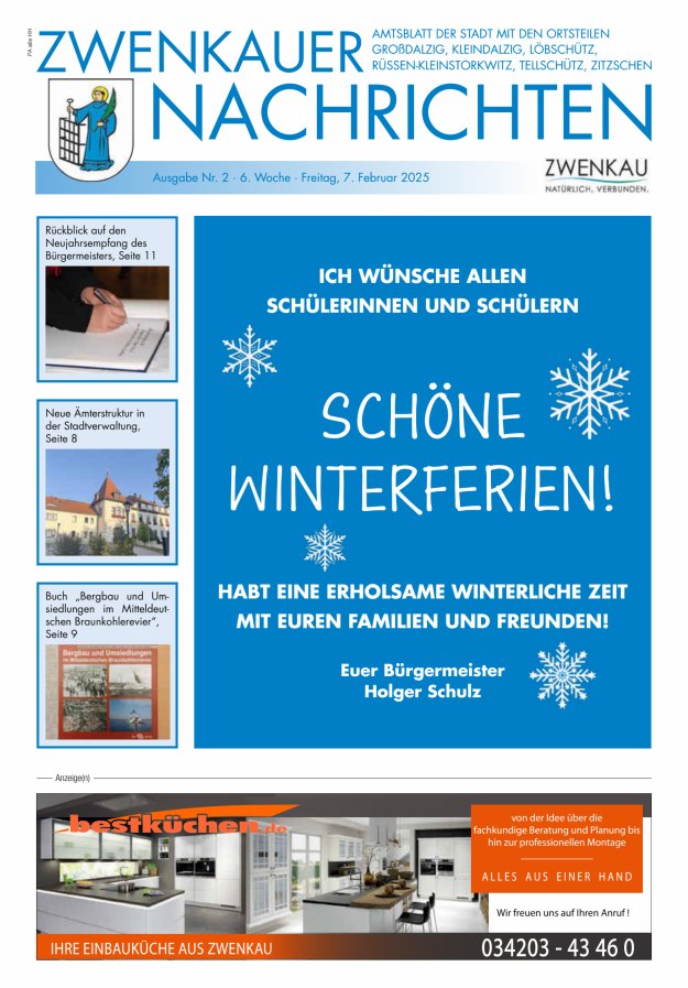 Zwenkauer Nachrichten - Amtsblatt der Stadt mit ihren Ortsteilen Titelblatt 02/2025