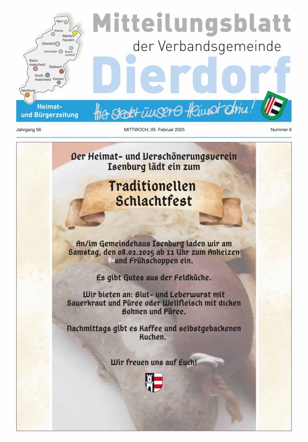 Mitteilungsblatt der Verbandsgemeinde Dierdorf Titelblatt 06/2025