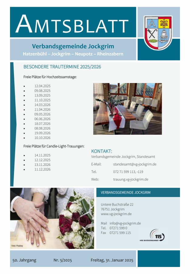 Amtsblatt VG Jockgrim Titelblatt 05/2025