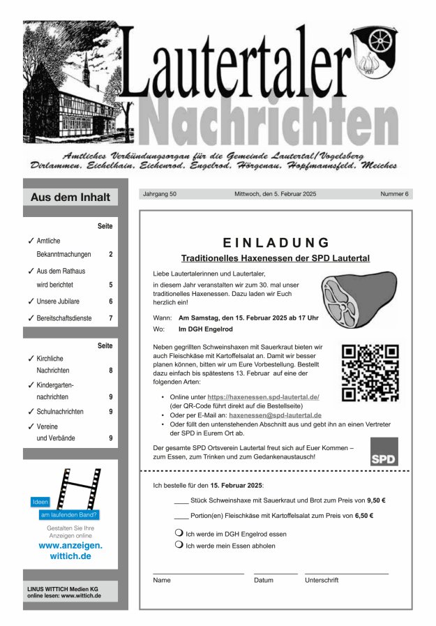 Lautertaler Nachrichten Titelblatt 06/2025