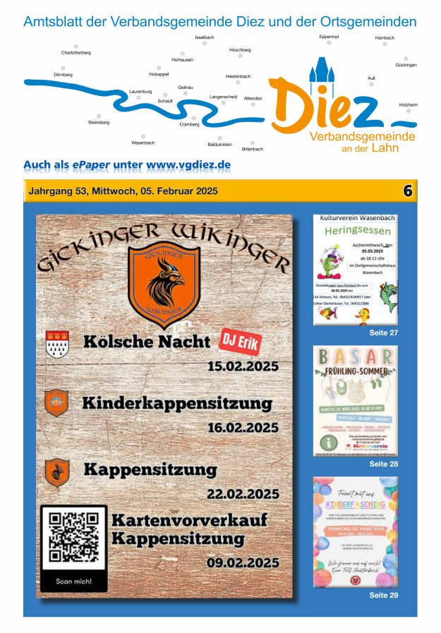 Mitteilungsblatt der Verbandsgemeinde Diez und der Ortsgemeinden Titelblatt 06/2025