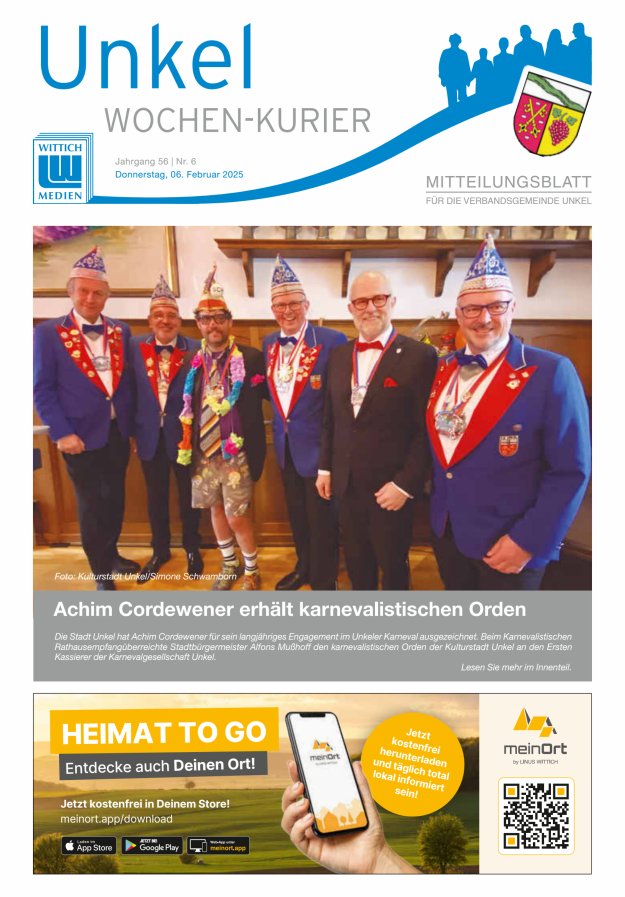 Wochen-Kurier Verbandsgemeinde Unkel Titelblatt 06/2025